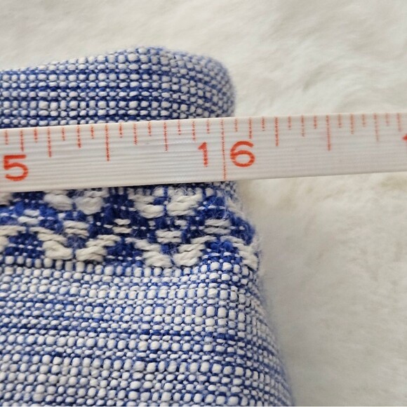 Ann Taylor LOFT Skirt Women’s Sz 10 Blue White Overlay Fringe Cotton Lined Boho - Picture 5 of 10